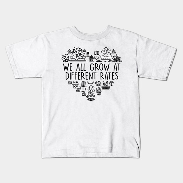 SPED Teacher We All Grow At Different Rates Kids T-Shirt by antrazdixonlda